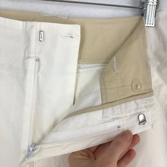 Motto NWOT Women's Size 12 White Stretch Convertible Roll Tab Capri Pants Shorts - Picture 9 of 11